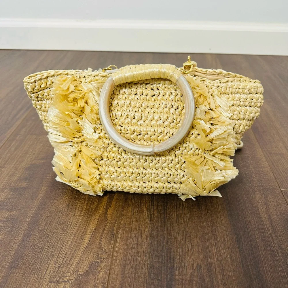 Carolina Santo Domingo Top Handle Raffia Tote - Picture 4 of 8